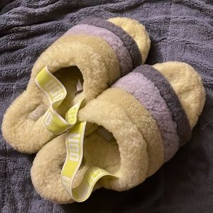Ugg fluff yeah neon green slippers